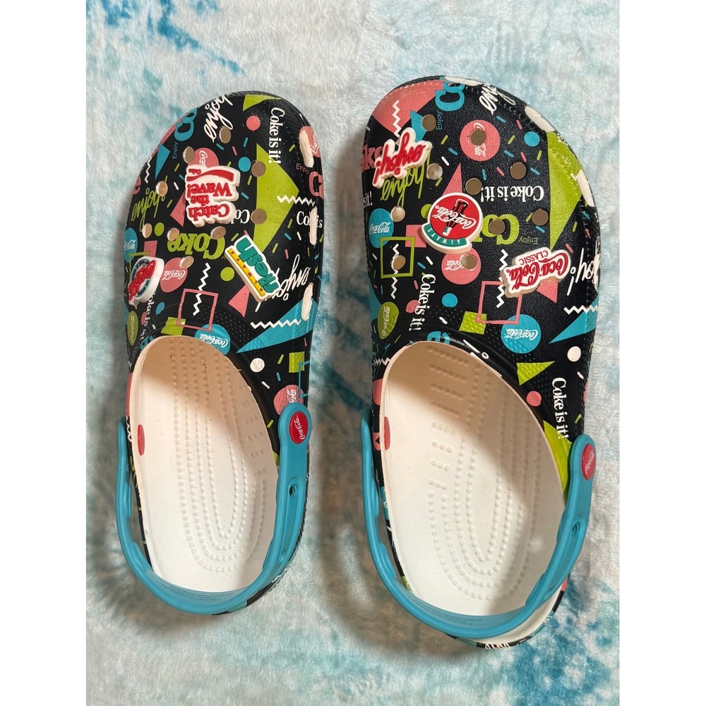 Crocs Classic Clog Coca-Cola 90s Retro Black Multi Mens 8 Womens 10 Jibbitz‎